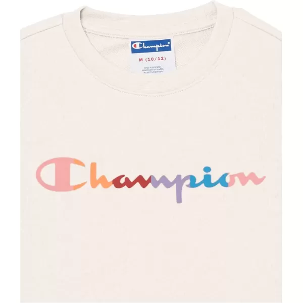 imageChampion Girls Sweatshirt Crew Sweatshirt for Girls Lightweight Pullover Sweatshirt GraphicsWhite Rainbow Script