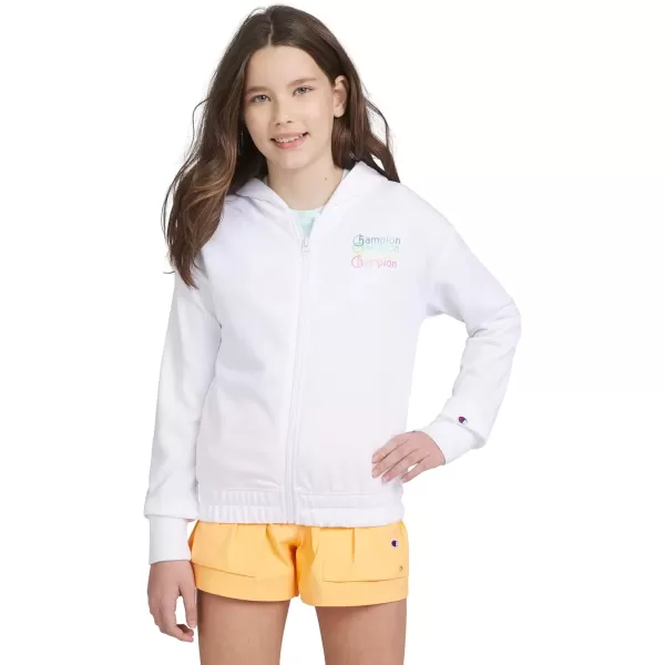 imageChampion Girls Sweatshirt Full Zip Up Fleece Girls Hoodie Sweatshirt Top Girl ClothesBright White Signature