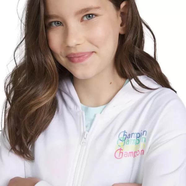 imageChampion Girls Sweatshirt Full Zip Up Fleece Girls Hoodie Sweatshirt Top Girl ClothesBright White Signature