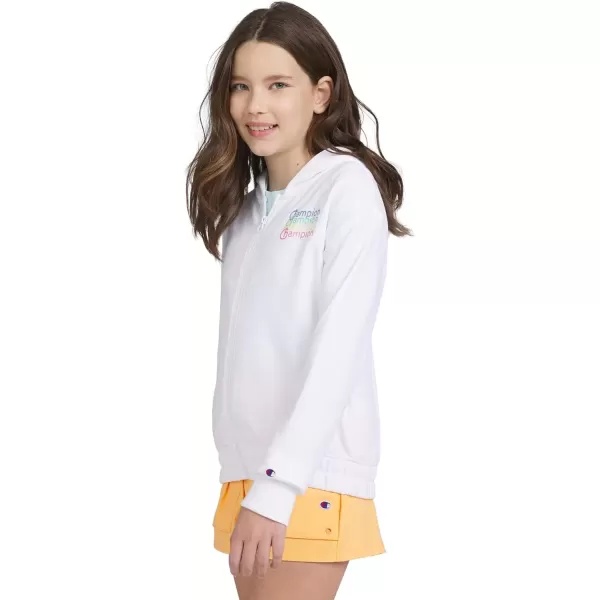 imageChampion Girls Sweatshirt Full Zip Up Fleece Girls Hoodie Sweatshirt Top Girl ClothesBright White Signature