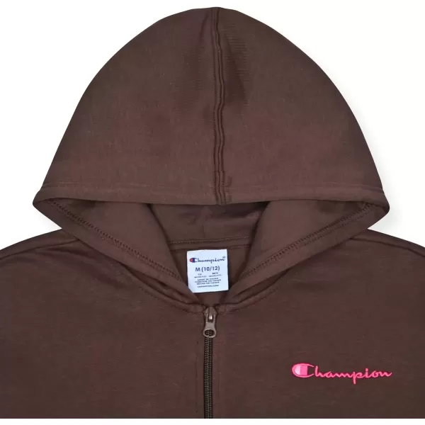 imageChampion Girls Sweatshirt Full Zip Up Fleece Girls Hoodie Sweatshirt Top Girl ClothesCoffee