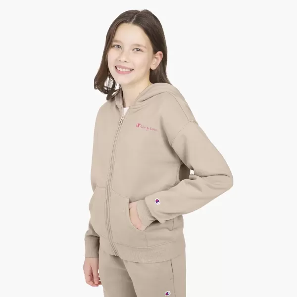 imageChampion Girls Sweatshirt Full Zip Up Fleece Girls Hoodie Sweatshirt Top Girl ClothesKhaki Signature