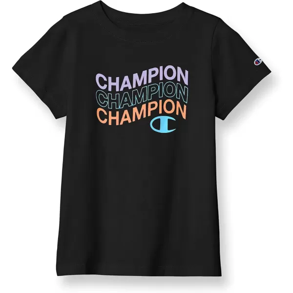 imageChampion Girls TShirt Kids Tee Cotton Tee Multiple GraphicsBlack Triple Wave Script