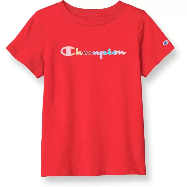 imageChampion Girls TShirt Kids Tee Cotton Tee Multiple GraphicsRed Stone Rainbow Script