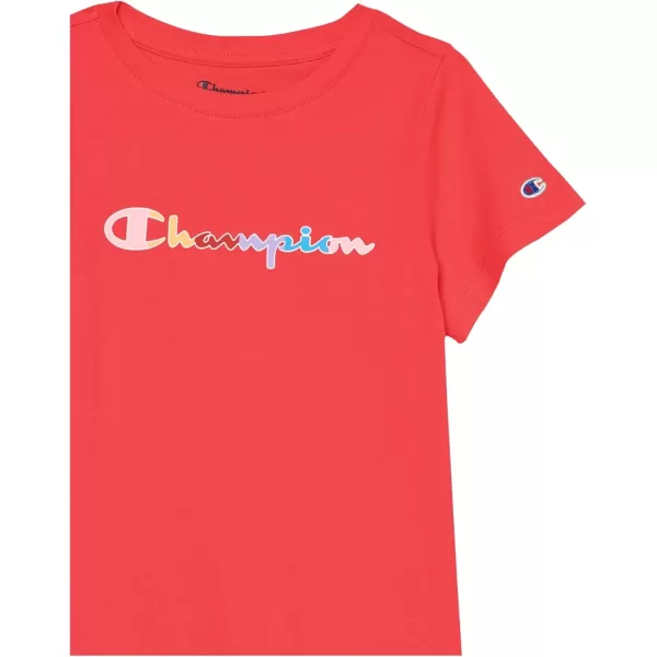 imageChampion Girls TShirt Kids Tee Cotton Tee Multiple GraphicsRed Stone Rainbow Script