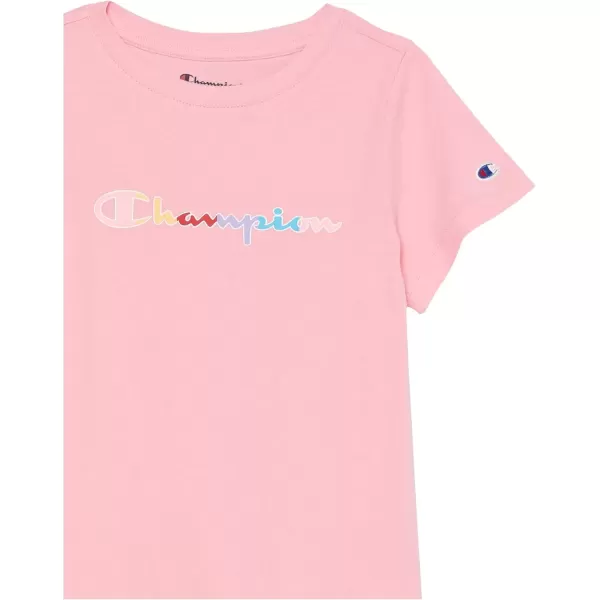 imageChampion Girls TShirt Kids Tee Cotton Tee Multiple GraphicsSpark Pink Rainbow Script