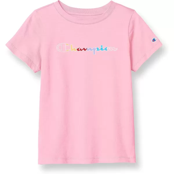 imageChampion Girls TShirt Kids Tee Cotton Tee Multiple GraphicsSpark Pink Rainbow Script