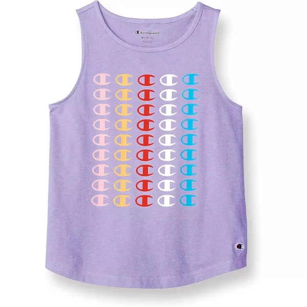 imageChampion Girls Tank Top with Rainbow C LogosSalty Purple Stacked Cs