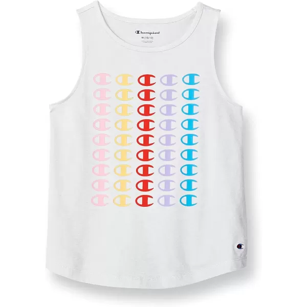 imageChampion Girls Tank Top with Rainbow C LogosWhite Stacked Cs