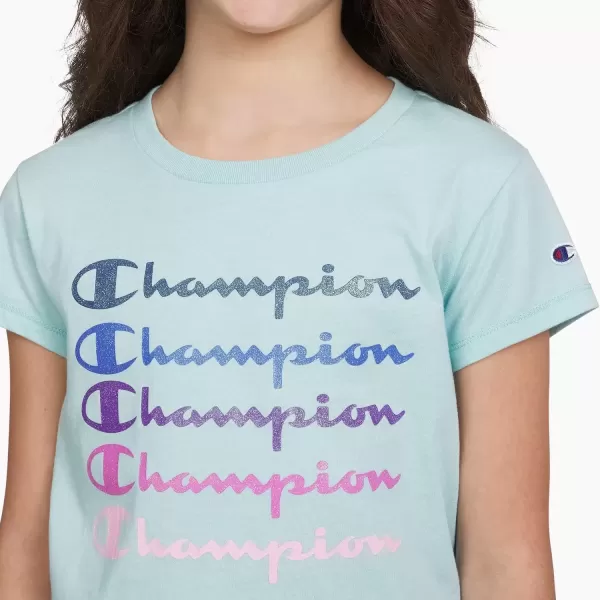 imageChampion Girls Tee Shirt for Kids Short Sleeve TShirt Girls TopsCanal Blue