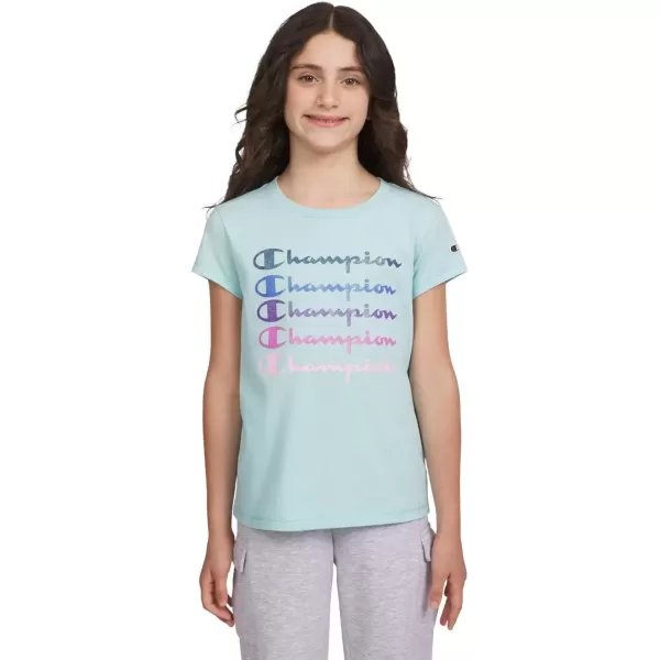 imageChampion Girls Tee Shirt for Kids Short Sleeve TShirt Girls TopsCanal Blue