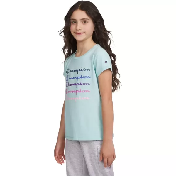 imageChampion Girls Tee Shirt for Kids Short Sleeve TShirt Girls TopsCanal Blue