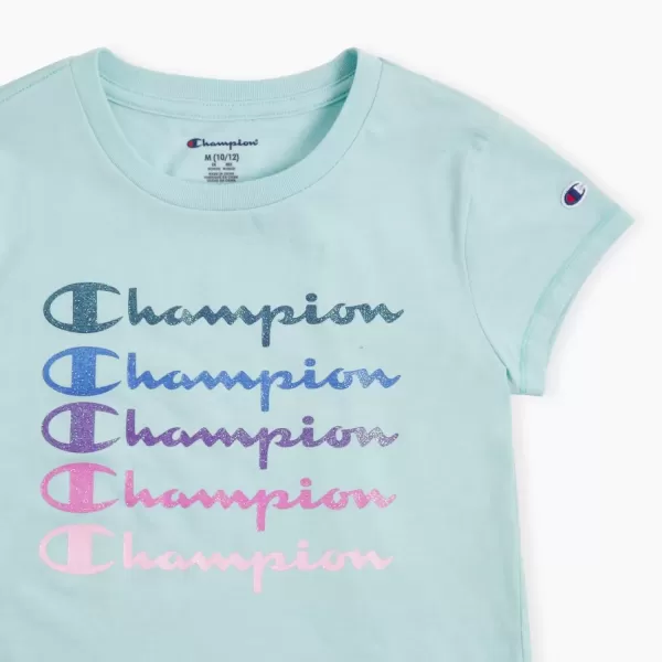 imageChampion Girls Tee Shirt for Kids Short Sleeve TShirt Girls TopsCanal Blue