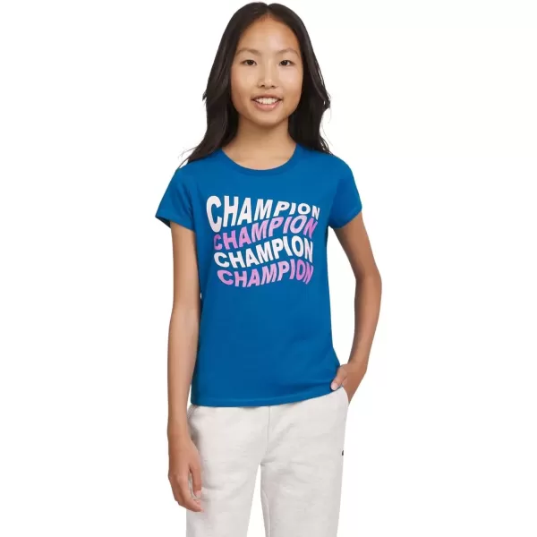 imageChampion Girls Tee Shirt for Kids Short Sleeve TShirt Girls TopsMeadow Blue