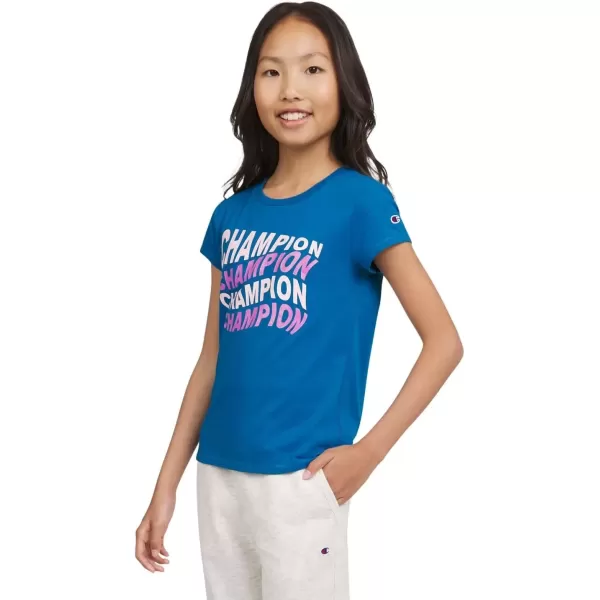 imageChampion Girls Tee Shirt for Kids Short Sleeve TShirt Girls TopsMeadow Blue