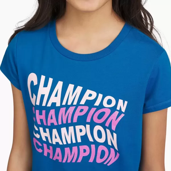 imageChampion Girls Tee Shirt for Kids Short Sleeve TShirt Girls TopsMeadow Blue