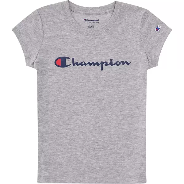imageChampion Girls Tee Shirt for Kids Short Sleeve TShirt Girls TopsOxford Heather Script