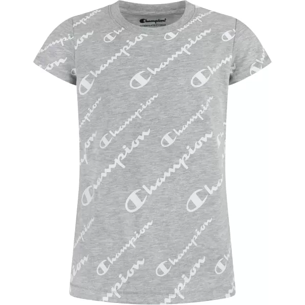 imageChampion Girls Tee Shirt for Kids Short Sleeve TShirt Girls TopsOxford Heather Script Aop