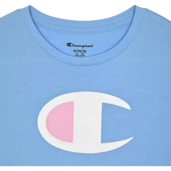 imageChampion Girls Tee Shirt for Kids Short Sleeve TShirt Girls TopsPlacid Blue Logo