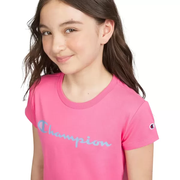 imageChampion Girls Tee Shirt for Kids Short Sleeve TShirt Girls TopsSignature Hot Pink