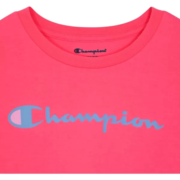imageChampion Girls Tee Shirt for Kids Short Sleeve TShirt Girls TopsSignature Hot Pink