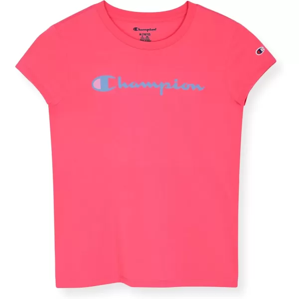 imageChampion Girls Tee Shirt for Kids Short Sleeve TShirt Girls TopsSignature Hot Pink