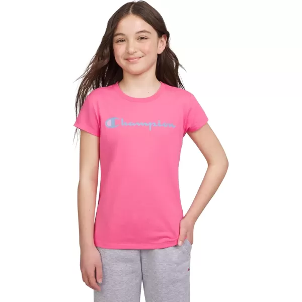imageChampion Girls Tee Shirt for Kids Short Sleeve TShirt Girls TopsSignature Hot Pink