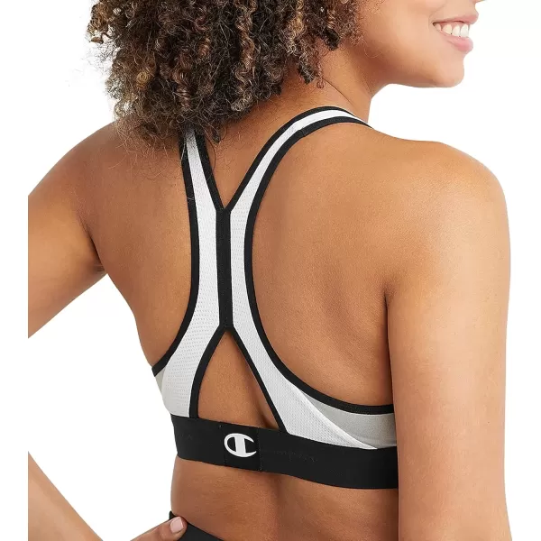 imageChampion WomenS Sports Bra Curvy Bra Moderate Support Bra Low Cut Sports Bra For WomenOxford Grey HeatherWhiteBlack