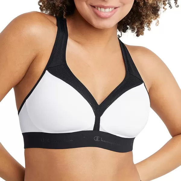 imageChampion WomenS Sports Bra Curvy Bra Moderate Support Bra Low Cut Sports Bra For WomenWhiteBlack