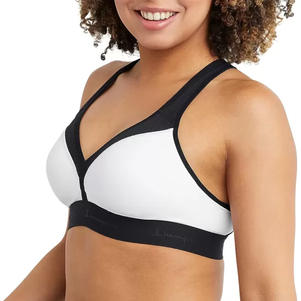 imageChampion WomenS Sports Bra Curvy Bra Moderate Support Bra Low Cut Sports Bra For WomenWhiteBlack