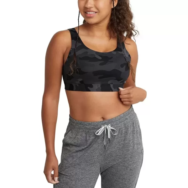 imageChampion WomenS Sports Bra Soft Touch Moisture Wicking Bra Low Impact Sports Bra For WomenSport Camo Ammo Black