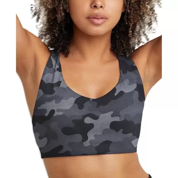 imageChampion WomenS Sports Bra Soft Touch Moisture Wicking Bra Low Impact Sports Bra For WomenSport Camo Ammo Black