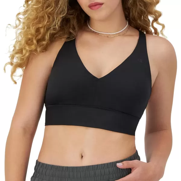 imageChampion Womens Sports Bra Soft Touch Moisturewicking Bra Light Support Sports Bra Longline Sports Bra AvailableBlack Longline