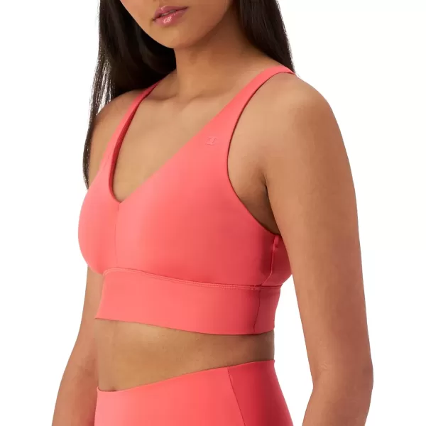 imageChampion Womens Sports Bra Soft Touch Moisturewicking Bra Light Support Sports Bra Longline Sports Bra AvailableHigh Tide Coral Longline