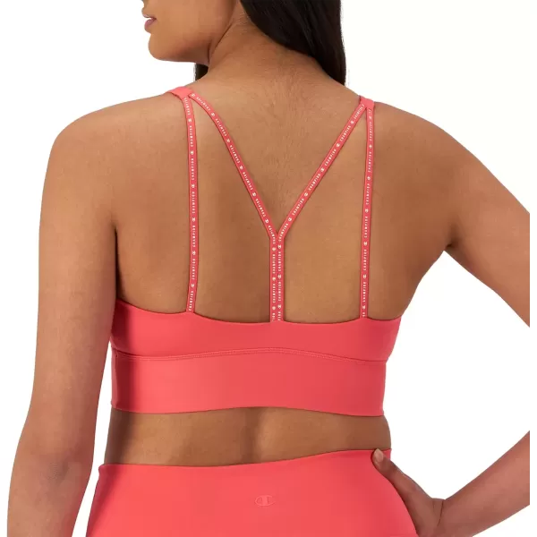 imageChampion Womens Sports Bra Soft Touch Moisturewicking Bra Light Support Sports Bra Longline Sports Bra AvailableHigh Tide Coral Longline