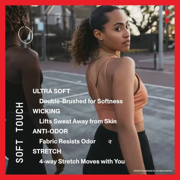imageChampion Womens Sports Bra Soft Touch Moisturewicking Bra Moderate Support Bra for Women Plus Size AvailableBlack