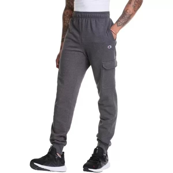 imageChampion Mens Joggers Powerblend Anklelength Joggers Sweatpants for Men with Pockets Reg Or Big ampamp TallGranite Heather C Patch Logo