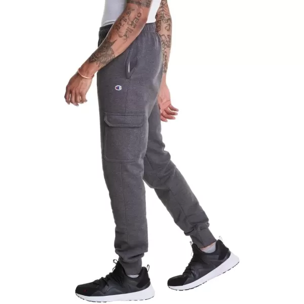 imageChampion Mens Joggers Powerblend Anklelength Joggers Sweatpants for Men with Pockets Reg Or Big ampamp TallGranite Heather C Patch Logo