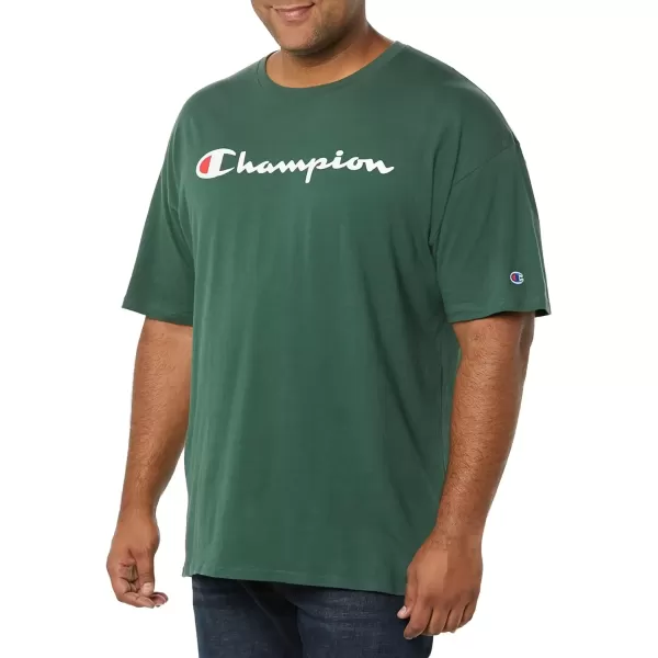 imageChampion Mens TShirt Classic Graphic TShirt Soft and Comfortable TShirts for Men Script Logo Reg or Big ampamp TallDark Green Script