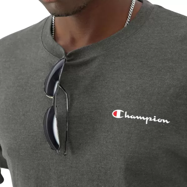 imageChampion Mens TShirt Classic Graphic TShirt Soft and Comfortable TShirts for Men Script Logo Reg or Big ampamp TallGranite Heather Small Script