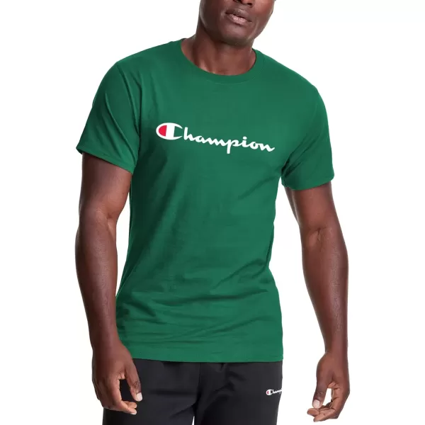 imageChampion Mens TShirt Classic Graphic TShirt Soft and Comfortable TShirts for Men Script Logo Reg or Big ampamp TallKelly Green Script