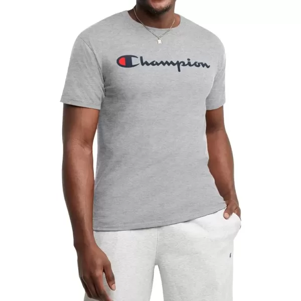 imageChampion Mens TShirt Classic Graphic TShirt Soft and Comfortable TShirts for Men Script Logo Reg or Big ampamp TallOxford Gray Script