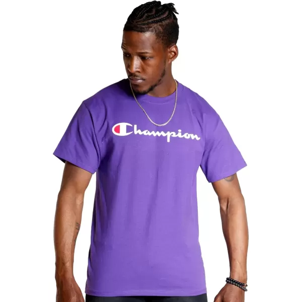 imageChampion Mens TShirt Classic Graphic TShirt Soft and Comfortable TShirts for Men Script Logo Reg or Big ampamp TallPurple Pr Script