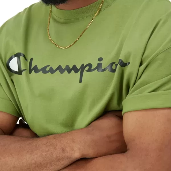 imageChampion Mens TShirt Classic Graphic TShirt Soft and Comfortable TShirts for Men Script Logo Reg or Big ampamp TallRefreshing Mission Green Script