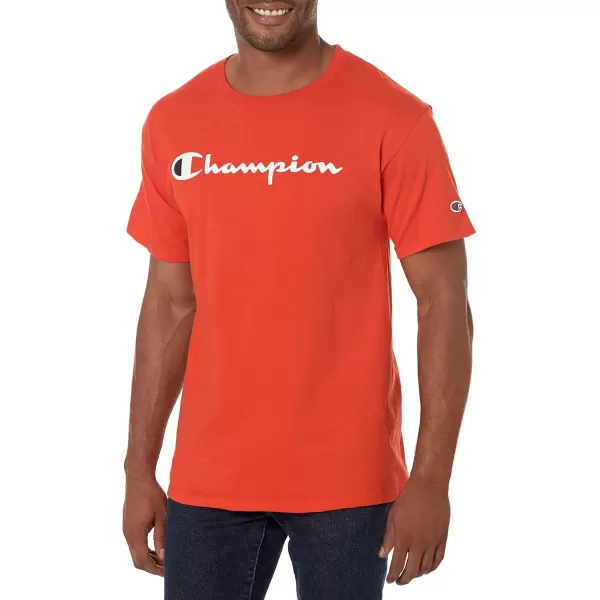 imageChampion Mens TShirt Classic Graphic TShirt Soft and Comfortable TShirts for Men Script Logo Reg or Big ampamp TallSpicy Orange Script