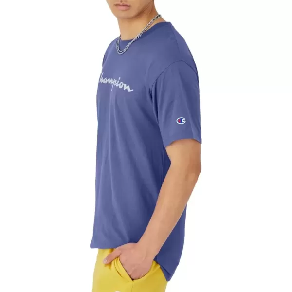 imageChampion Mens TShirt Classic Graphic TShirt Soft and Comfortable TShirts for Men Script Logo Reg or Big ampamp TallStone Crush Blue Script