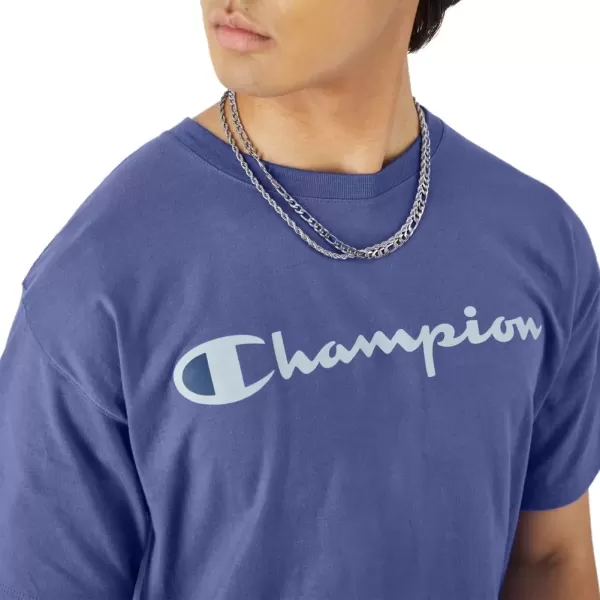 imageChampion Mens TShirt Classic Graphic TShirt Soft and Comfortable TShirts for Men Script Logo Reg or Big ampamp TallStone Crush Blue Script