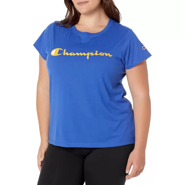 imageChampion WomenS Classic Tee Script Plus SizeDeep Dazzling Blue Script