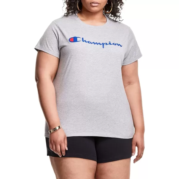 imageChampion WomenS Classic Tee Script Plus SizeOxford Gray Script