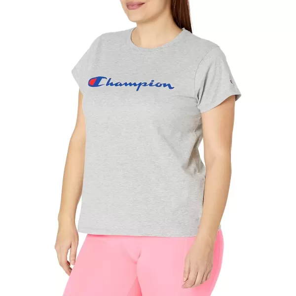 imageChampion WomenS Classic Tee Script Plus SizeOxford Gray Script Retired